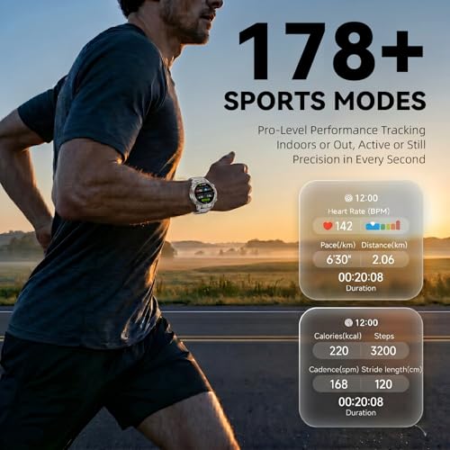 Image of WalkerFit Rugged Smart Watch for Men, 1.43 inch AMOLED 5ATM Waterproof, 2 Bands