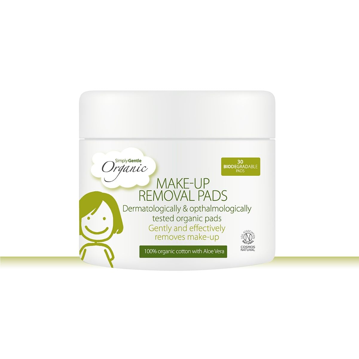 Simply Gentle Organic Facial Cleansing Pads with Aloe Vera – 100% Organic Cotton Makeup Remover Pads for Sensitive Skin – Dermatologically Tested, Eco-Friendly & Soil Association Approved- 30 Pieces