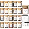 Laramaid 2.5oz 20Packs Glass Jars Set, Cylinder Spice Jars with Bamboo Lids and Customized Labels, Food Storage Container Canisters for Home Kitchen, Spice, Herbs, Seasoning, Seed, Tea, Sugar, Salt