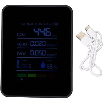 5-in-1 Luftqualit tsmessger t CO2/TVOC/Temperatur/Feuchte Monitor F r B ros/Klassenzimmer Farbdisplay mit Datenaufzeichnung