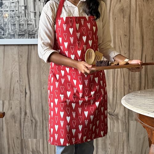 Image of Oak & Lily 100% Cotton Kitchen Apron | Fully washable with large front pocket | European quality | Made for Indian sizes