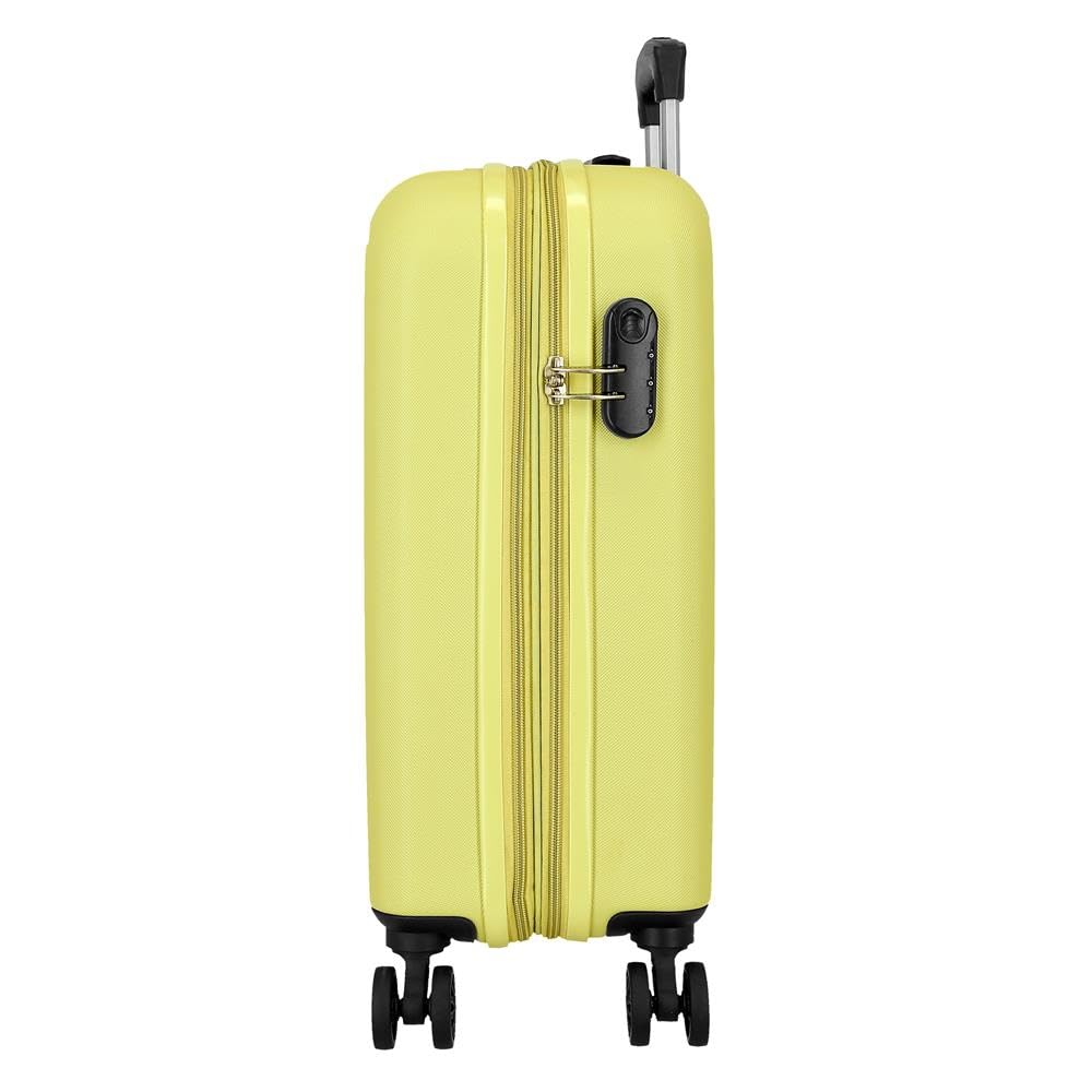 ROLL ROAD Cambogia - Valigia da cabina gialla, 40 x 55 x 20 cm, rigida 2,9 kg, chiusura a combinazione laterale, in ABS, 2,9 kg, 37 l, estensibile, bagaglio a mano, giallo, Taglia unica, Valigia