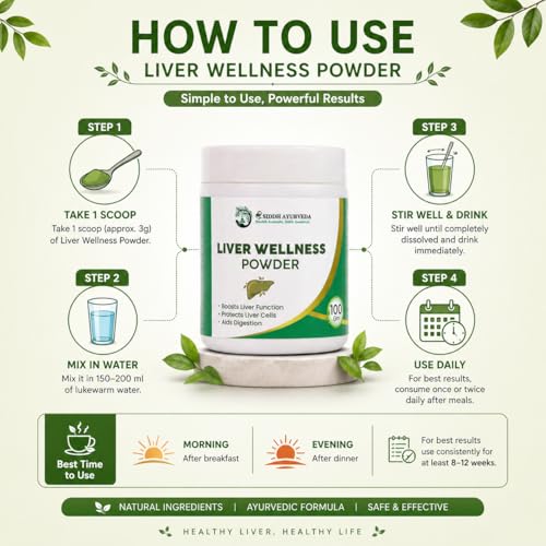 Image of Liver Wellness Powder - Natural Ayurvedic Formula to Support Liver Detox, Improve Digestion, Boost Metabolism & Protect Liver Cells | Herbal Supplement for Daily Liver Care - 100g (Liver Powder)