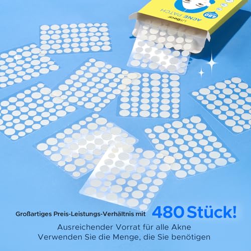 LitBear 480 Stück Pickel Patch für Gesicht, Hydrokolloid Pimple Patches zur Abdeckung von Pickel, Hautunreinheiten und Akne… – Ansicht 2