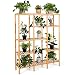 COSTWAY Multifunctional Bamboo Shelf Bathroom Rack Storage Organizer Rack Plant Display Stand W/Several Cell Closet Storage Cabinet (5-Tier)