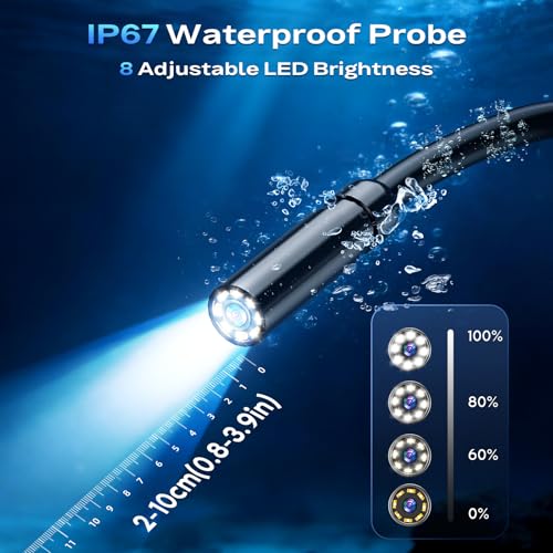 Image of Endoscope Camera with Light, Handheld Borescope, 2.8 inch IPS Inspection Camera