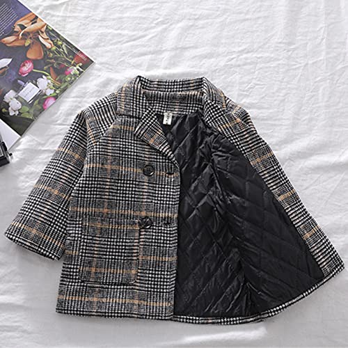 Kids Boys Girls Dress Coat Windproof Notched Collar Double Breasted Wool Blend Peacoat Baby Toddler Trench Coat Jacket3