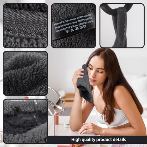 VIVOTE Premium Makeup Remover Cloths Microfibre Face Cloths Reusable Flannel Face Cloth Soft Face Cleansing Cloth 15 * 30cm 4 Pack (Dark Gray) - Image 5