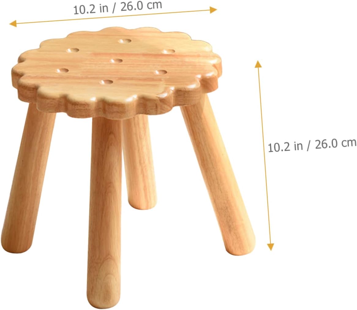KICHOUSE Wooden Bench Footstool Kitchen Stool Solid Wood Frame for Living Room Use