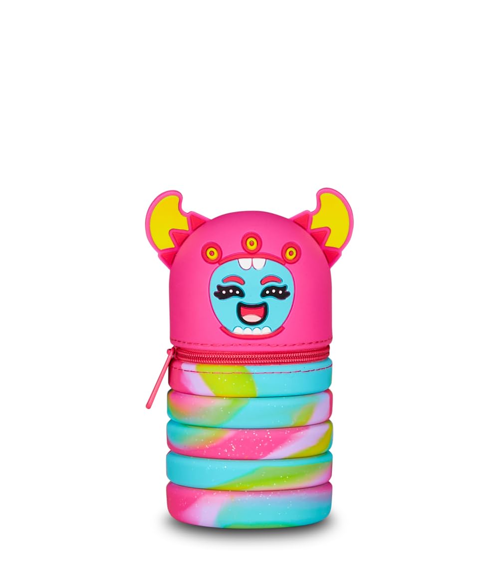 Mitama Monster Girl Extendable School Pencil Case – Multi-Coloured Pencil Case with Zip, Space Saving, Pink, Taglia Unica, Modern