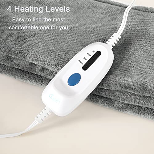 Dowin Heated Electric Blanket Twin Size- Fleece Fast Heating With 4 Heat Levels And 10 Hrs Auto Off Etl Certification 62" X 84" Home Office Use Machine Washable Grey #TOP3