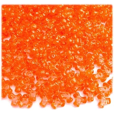 The Crafts Outlet 1,000pc Plastic Transparent Tribeads 10mm Orange Beads Cover