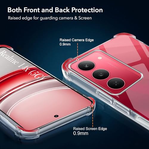 Image of Jkobi Shockproof Crystal-Clear Back Cover for Realme 14X (Anti Yellow Case | Drop & Camera Protection | Hard Polycarbonate)