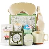 Mug Gift Birthday Gifts Set for Women, Spa Baskets Gift Box Unique Happy Birthday Gifts Ideas for Women Mom Her Friend Sister Wife Daughter Girlfriend Coworker, Ceramic Mug 12 OZ (Off-white)