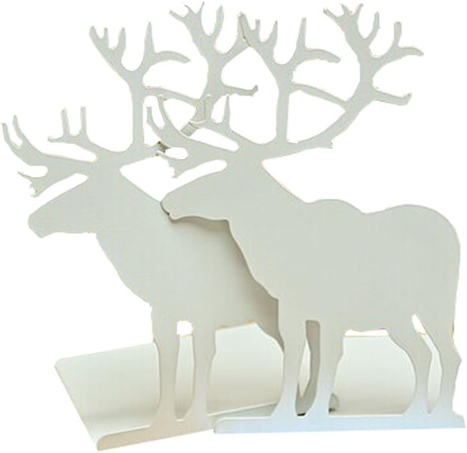 A Lovely Elk Shaped Metal Bookends-Literature Supplies For Kids Children Bedroom Library School Office Desk Study Gift (White)