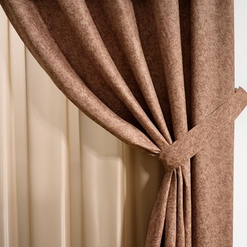 Image of Chezmoi Collection Sedona Polyester Blend 4-Piece Southwestern Wild Horses Window Curtain Set (Brown)