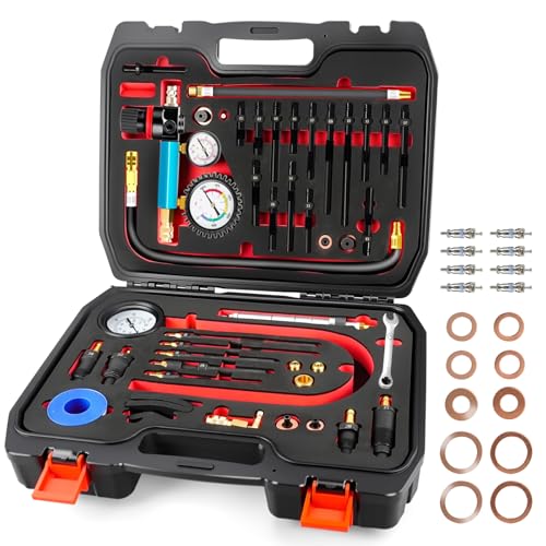 D-Lumina Probador de Compresión Profesional de 46 Piezas, Probador de Fugas de Presión de Motores Diésel y Gasolina para la Mayoría de los Motores de Automóviles, Camiones, Agricultura y Marinos.