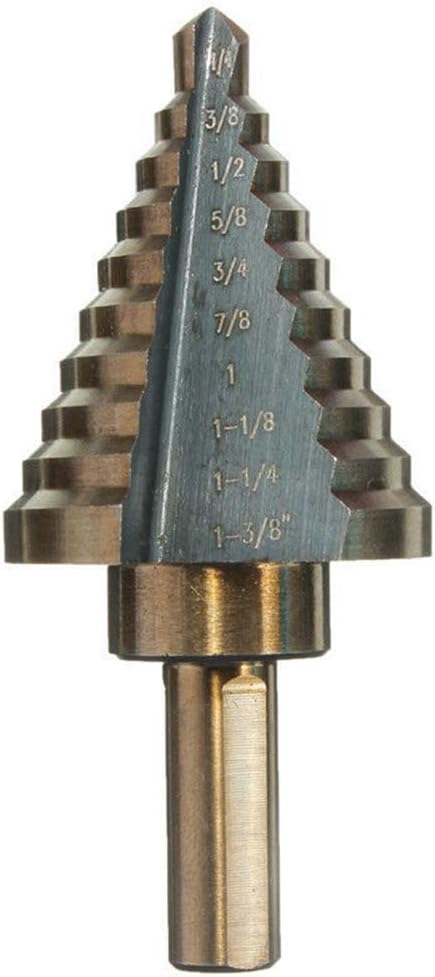 The 5-Piece Black And Yellow Triangle-Shaped Round Handle Drill Bits Placed In the Aluminum Box