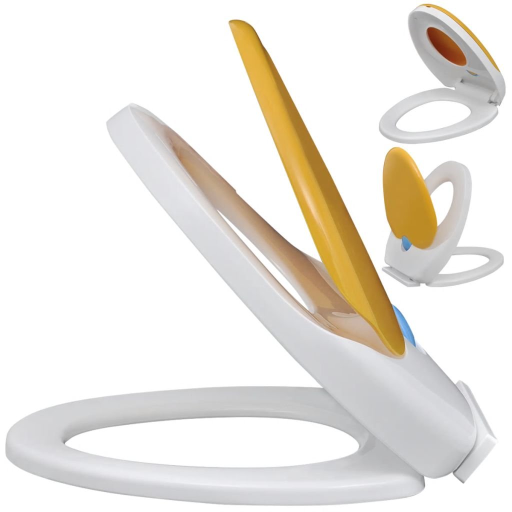 Vidaxl White, Yellow Soft-Close Toilet Seat Adults/Children White Yellow Bathroom Furniture