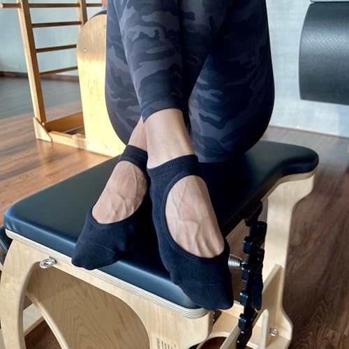 Image of Mint & Oak Pilates Socks with Grips for Women, Ankle Length Non-Slip Yoga Socks, Cotton Ideal For Yoga, Pilates, Gym, Workout, Cute Women's Gift - Set of 3