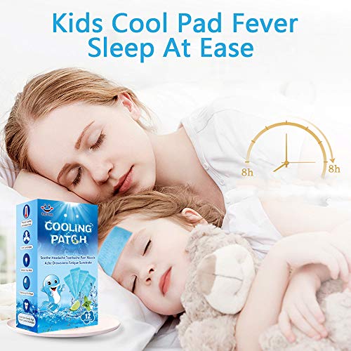 12 Sheets Cooling Patches For Fever Discomfort & Pain Relief, Cooling Relief Fever Reducer, Soothe Headache Pain, Pack Of 12 #TOP7