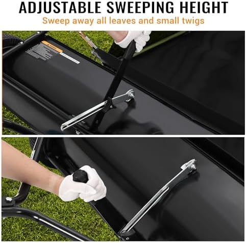 44" Tow-Behind Lawn Sweeper, 27 Cu. ft Hopper Bag Capacity; Large Capacity Heavy Duty Leaf & Grass Collector with Adjustable Brush Height and Dump from Seat Handle - 2