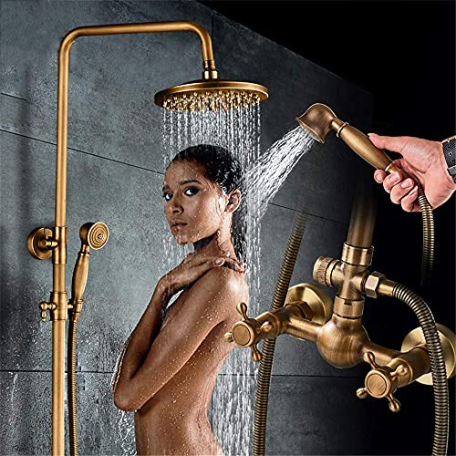 Mitigeur à deux boutons et ensemble de douche rétro en laiton pour baignoire