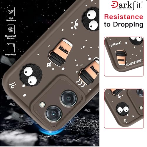 Image of Back Case Cover Compatible with Vivo T3 Lite 5G | Cute Fun Cartoon Ball 3D Coffee Silicone Case | Body Protection | Camera Protection | Shock Proof | Color Brown | Pack of 1