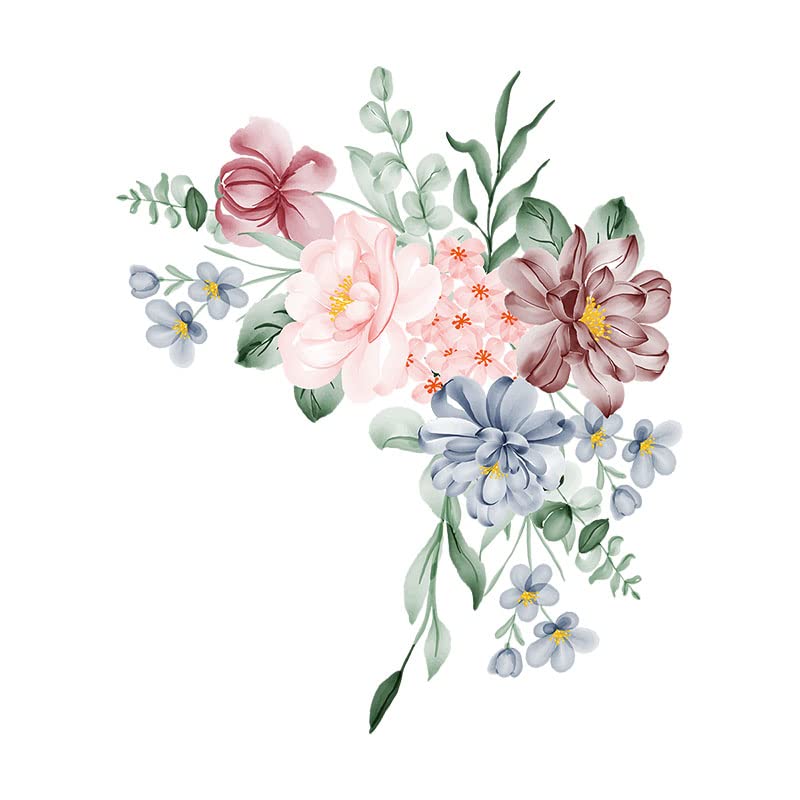 Bouquet de fleurs aquarelles autocollant mural amovible frigo et WC 40cm