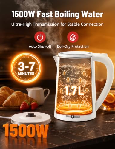 Image of Electric Kettle Temperature Control, 1.7L Large Electric Tea Kettle, 4H Keep Warm Hot Water Kettle with 6 Presets, LED Screen Electric Kettles for Boiling Water, Boil-Dry Protection