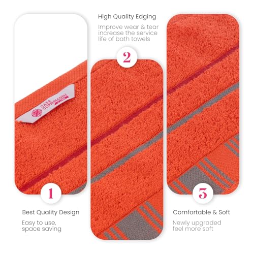 Casa Copenhagen, 6teiliges Designer Handtuch Geschenkset aus 100% ägyptischer Baumwolle –Grau Rot, 600 g/m² (2Badetücher, 2Handtücher… – Ansicht 6