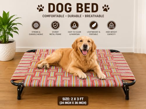 Avika Store Avika Folding Dog Bed 61x91 cm Raised Metal Frame - Image 5