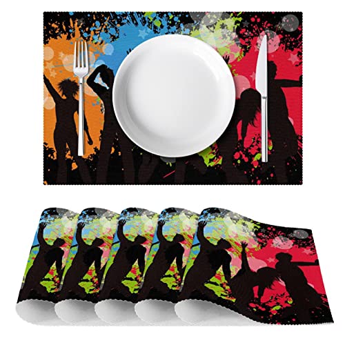 Set de table tissu Oxford résistant chaleur lavable grunge cuisine x4
