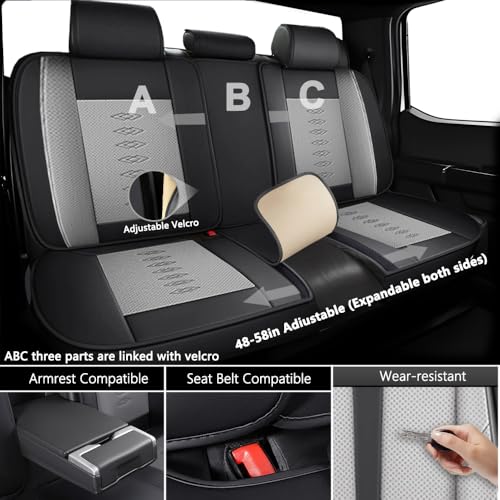 Image of Car Seat Covers for Neon,for Dodge Neon 2000-2005,Leather Full Set Seat Covers,Airbag-Compatible Car Seat Protectors,Waterproof Seat Cover for Cars(Black+Gray,5PCS /with Pillows)