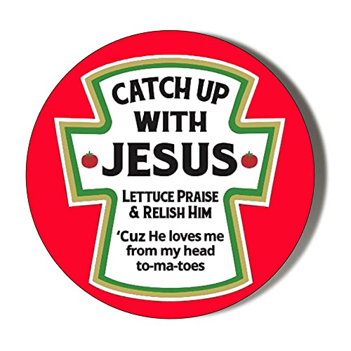 Gift Insanity White Catch Up Jesus Bottle Label 38Mm Round Fridge Magnet