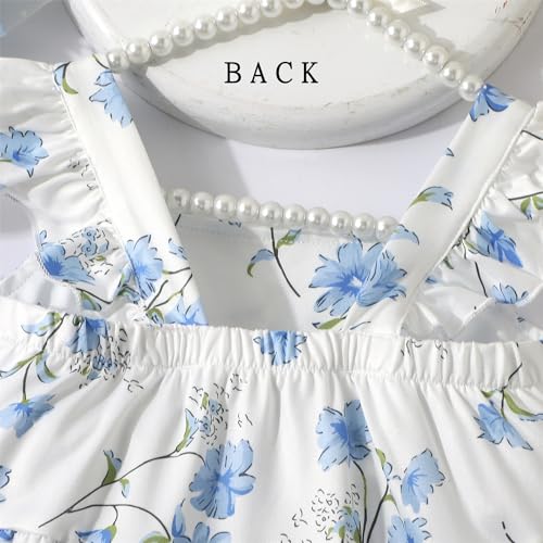 Little Girls Summer Dress - Flutter Sleeve Swing Tiered Sundress Toddler Smocked Dresses Kids Casual Outfits 2T-7T4