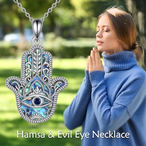 Hamsa Hand Necklace 925 Sterling Silver Daisy/Evil Eye/Star Of David/Chai Pendant Necklace Good Luck Jewelry Gifts For Women Men3