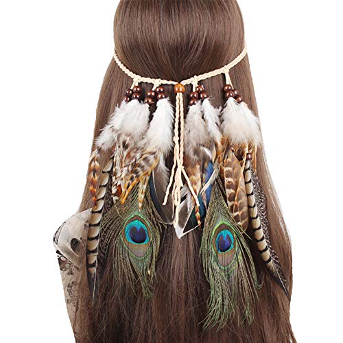 Feather Headband Hippie Indian Boho Hair Bands Tassel Bohemian Halloween Hair Hoop Women Girls Crown Hairband Party Decoration Headdress Cosplay Costume Headwear Headpiece Hair Accessories Strips #TOP7