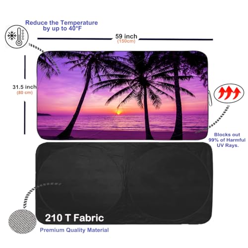 Gven Windshield Sun Shade, 2025 Foldable Purple Sunset Vehicle Windshield Protecion Heat Reduction Front Windshield Sun Shade Blocks UV Rays for Car Pickup Truck SUV (Sunset Purple, S) by Gven - Image 2