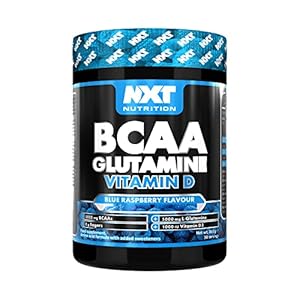 NXT Nutrition BCAA, Glutamine & Vitamin D | BCAAs Amino Acids with Vitamin D3 and L-Glutamine – for Recovery, Gut Health and Muscle Protein Synthesis | 360g – 30 Servings (Blue Raspberry)