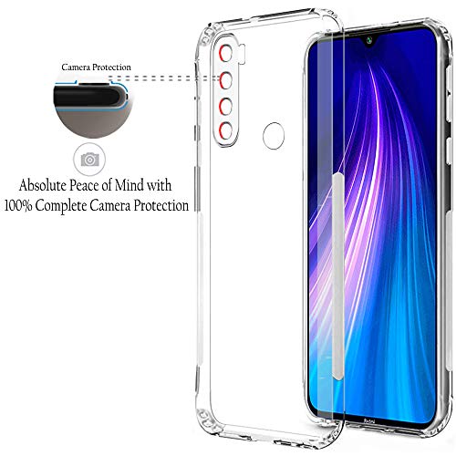 Image of TheGiftKart Ultra Clear Slim Anti-Slip Grip Soft Silicone Back Cover Case with Complete Camera Protection & Anti-Dust Plugs Built-in for Xiaomi Redmi Note 8 (Transparent)