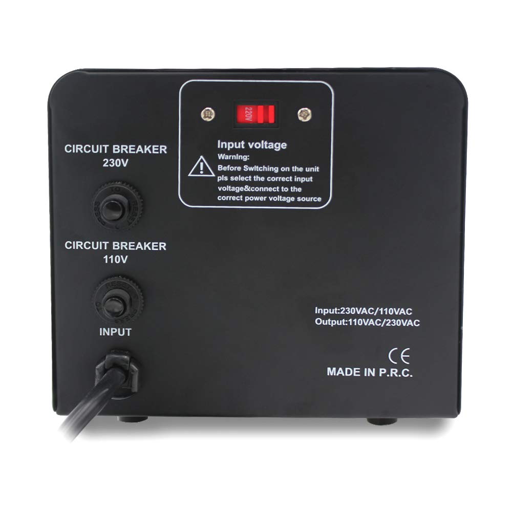 Cantonape Convertisseur de tension 2000VA 220V/110V–Transformateur élévateur/réducteur de tension de 2000W US – Sortie 110/120V 220/230V