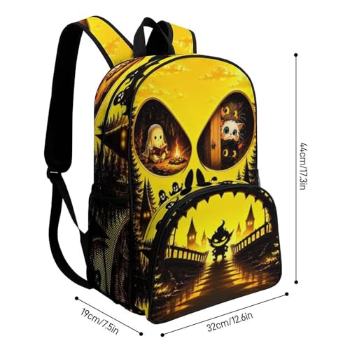 Image of Cute Backpack Halloween Gifts Funny Unique gifts for women Daypack Lightweight 17.3inch College backpack bookbag men,durable Laptop backpack for Computer Work Camping Travel with Front Pocket