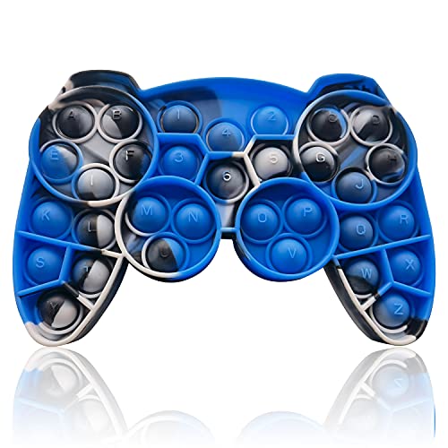 HooYiiok Gamepad Tie Dye Push Pop Pop Fidget Toy, Stress Relief Pop Game for Autism ADD and ADHD Special Needs Anxiety, Popper Fidgets Toys for Girls and Kids (Blue Camouflage)
