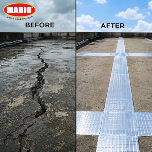 Image of Mario Maximum Width Butyl Waterproof Tape 20 Inch (500MM /50CM) x 5M | Ultimate Coverage Self-Adhesive Rubber Foil for Roof Leak, Terrace, Foundation, Large Crack & Surface Waterproofing