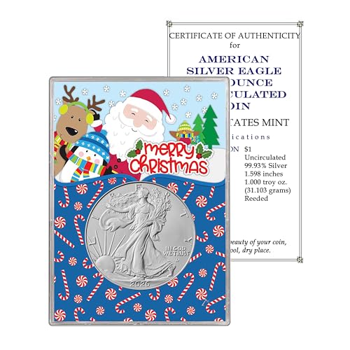 2025 U.S. Silver Eagle in Christmas Santa Gift Holder - Smyrnacoin - Gem Brilliant Uncirculated Dollar Uncirculated US Mint
