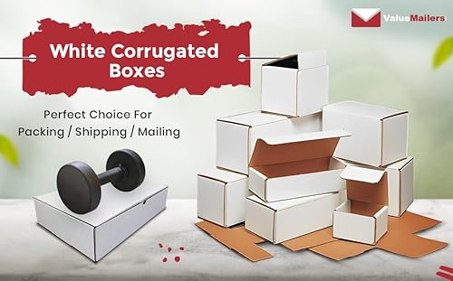 Valuemailers V644 White Shipping Boxes 6X4X4 Heavy Duty, Lightweight, 6"L X 4"W X 4"H Foldable Corrugated Cardboard Mailer Boxes thumb #1