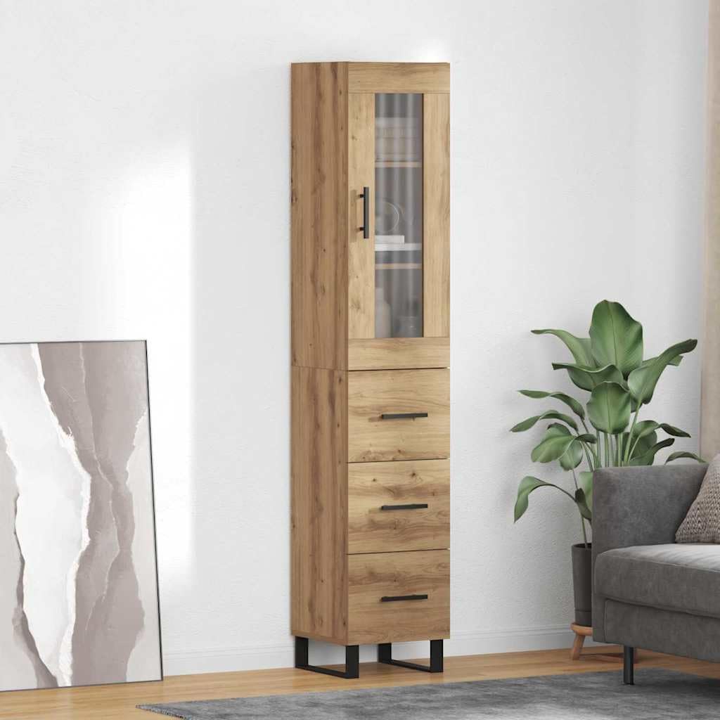 Aparador de madera de roble Artisan de 180 cm de alto para almacenaje en salon
