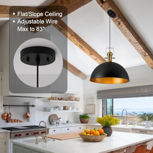 Image of 18 Inch Black Farmhouse Pendant Lights for Kitchen Island 1 Pack