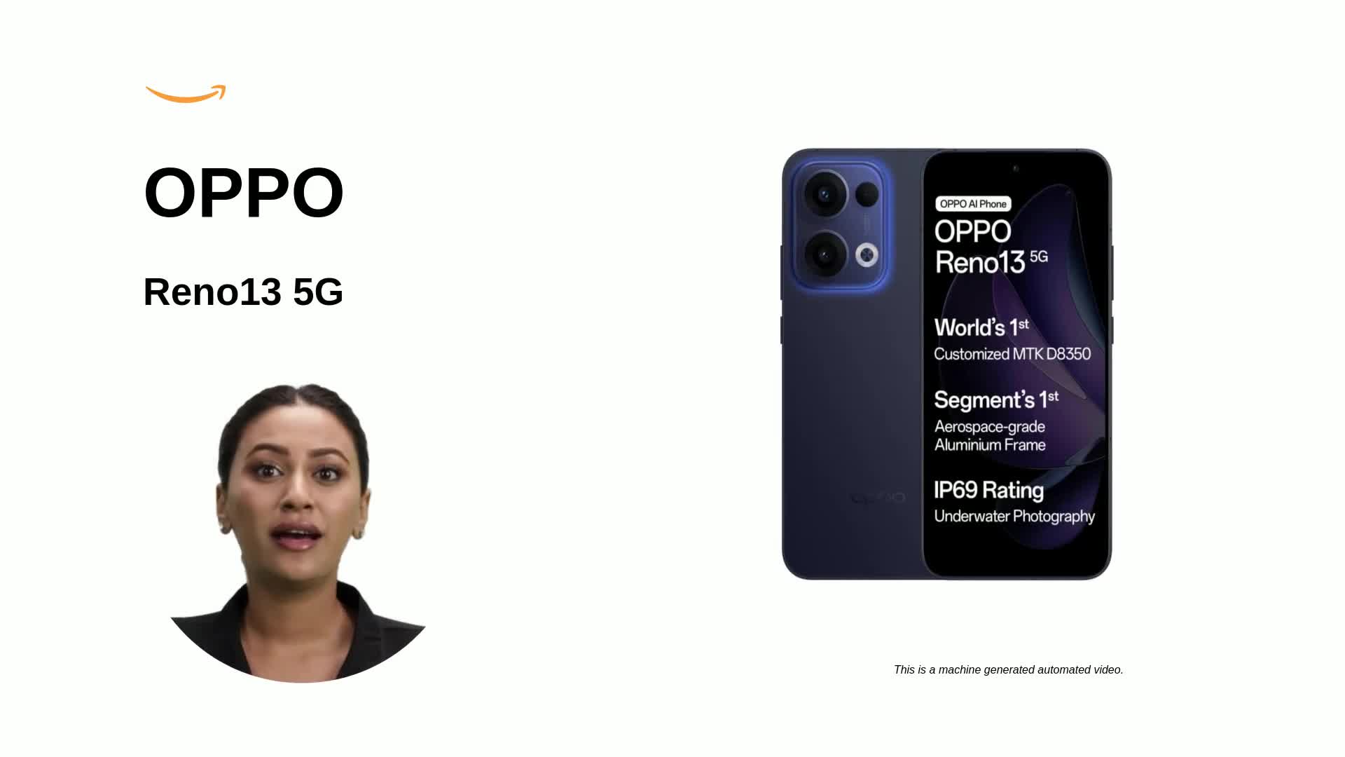 OPPO Reno13 5G (Luminous Blue,8 GB RAM, 128 GB Storage) with No